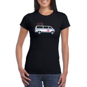 Retro Bus T-Shirt Black Ladies